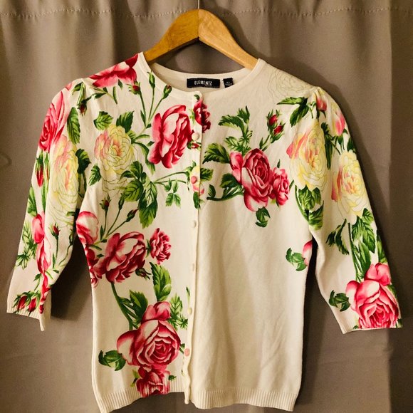 Elementz Sweaters - Floral Cardigan